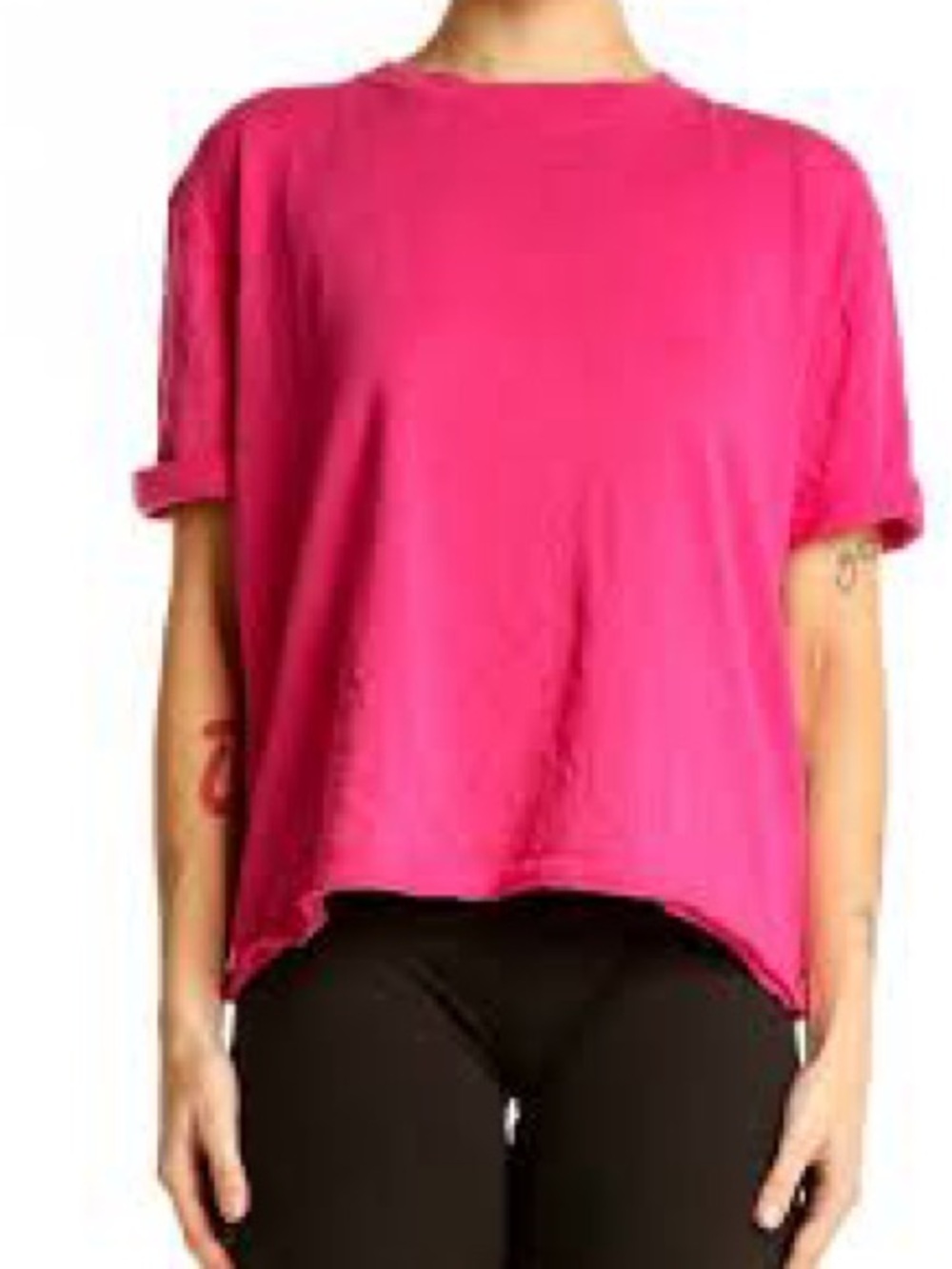 We The Free Hot Pink Boxy Short Sleeve Tee